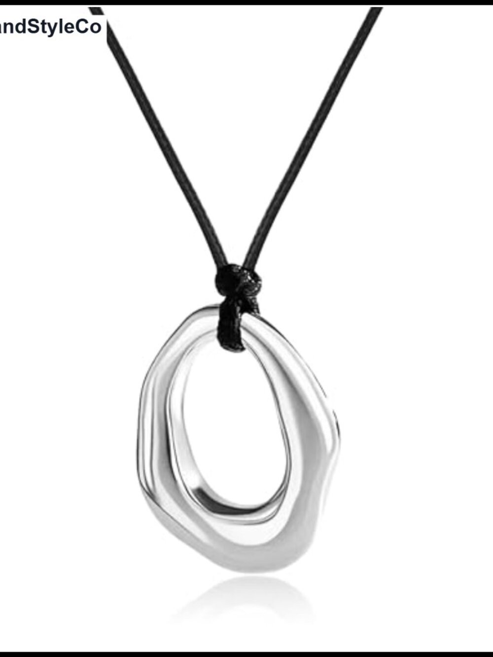 Black Cord Necklace with Gold Tone Geometric Pendant Boho Statement Jewelry
